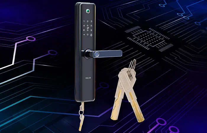 Keliss mortise smart lock, with lever handle and mechanical keys